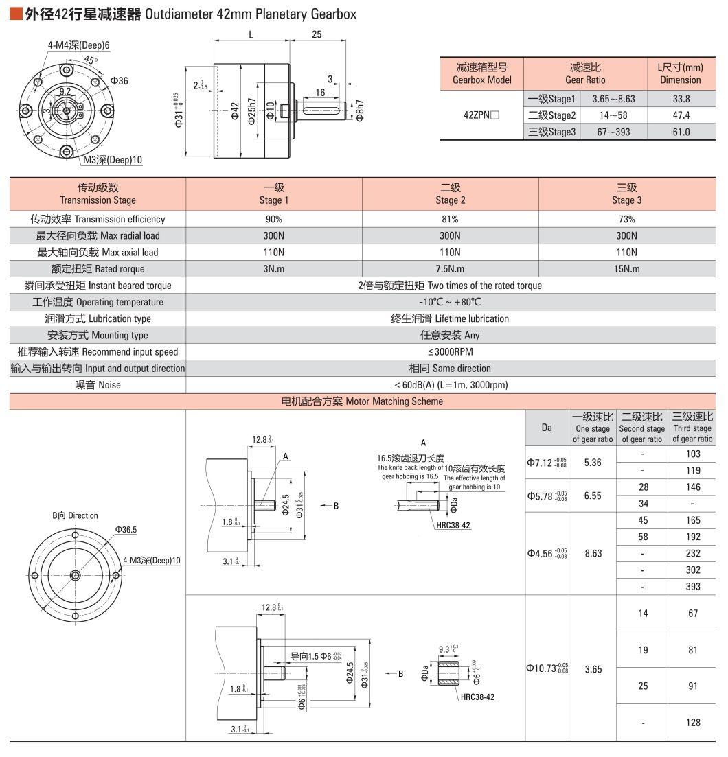 ZD 32, 42, 52, 62,72mm Planetary Gear Motor For Packing Machine