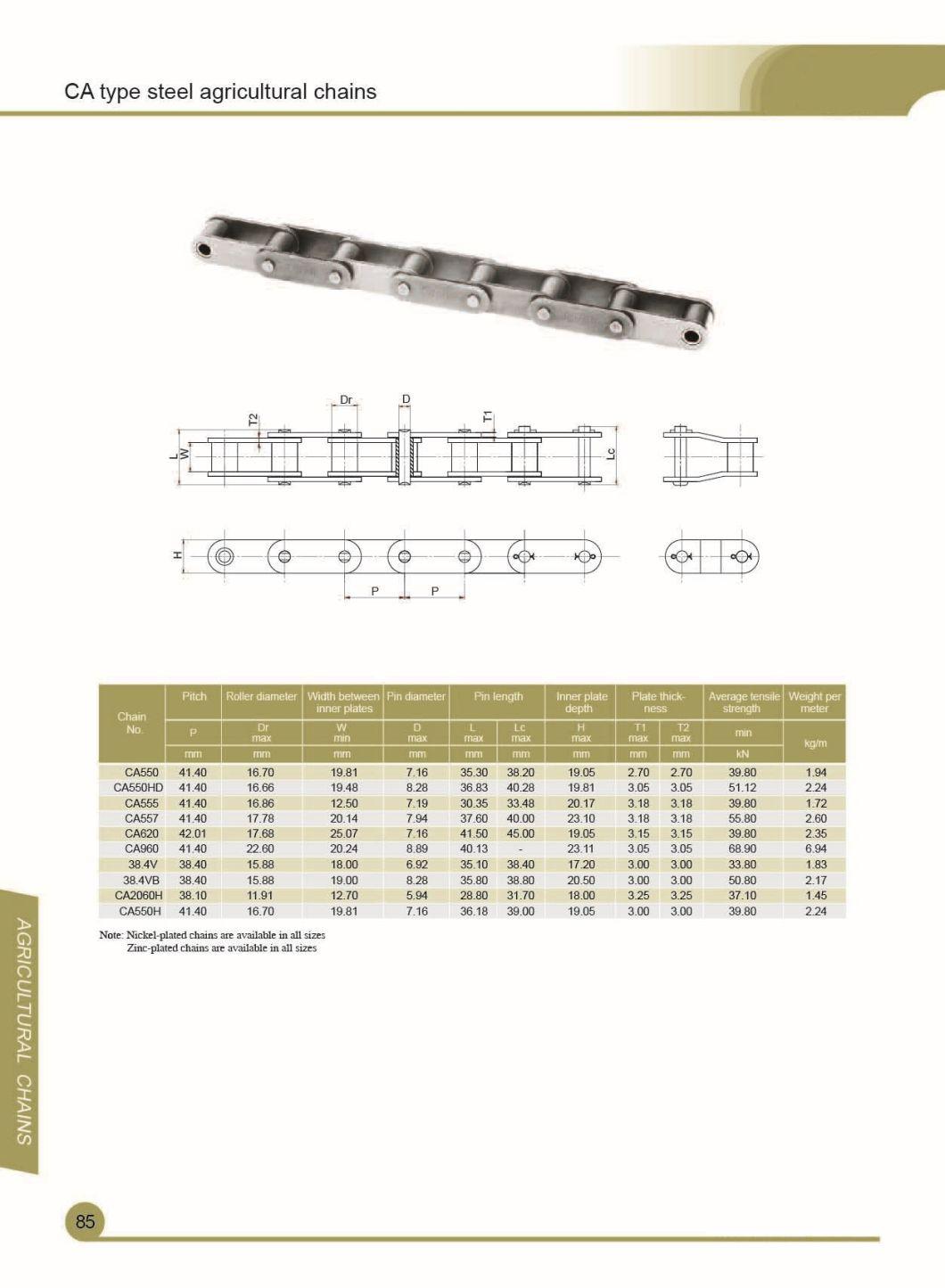 Ca550, Ca550V, Ca555, Ca557, Ca620 Ca650, Ca2060h Steel Agricultural Roller Chain