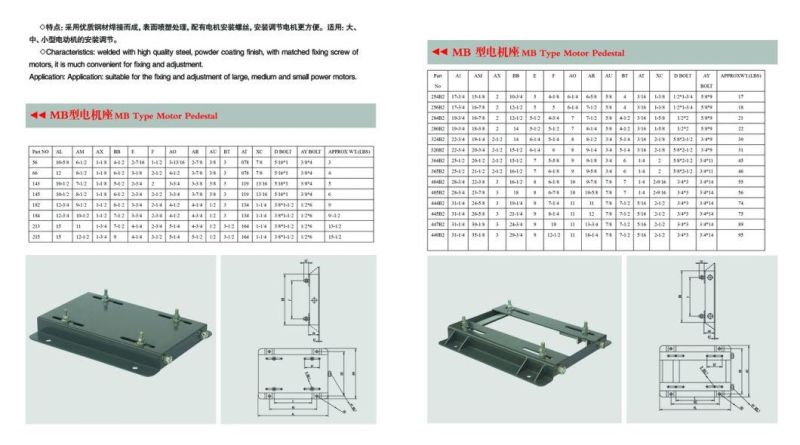 Hot Selling SMA 210 270 Adjustable Motor Slide Base and 312/6.8 DHA Motor Rail