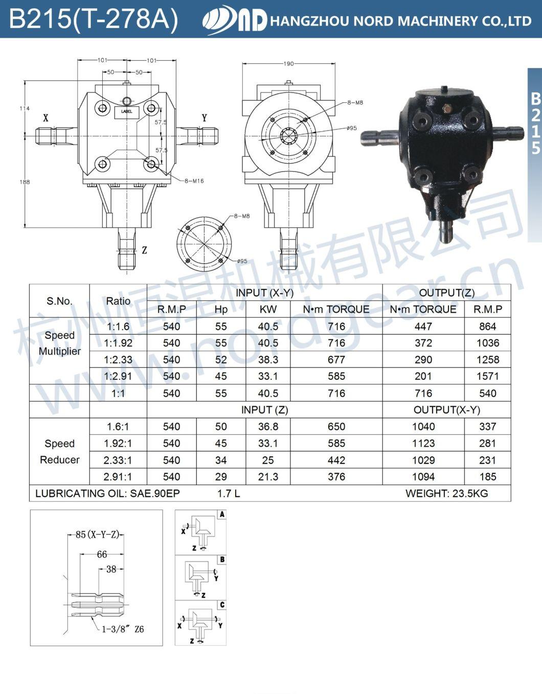 Rotary Reducer Transmission Agriculture Gear Box Pto Agricultural Gearbox
