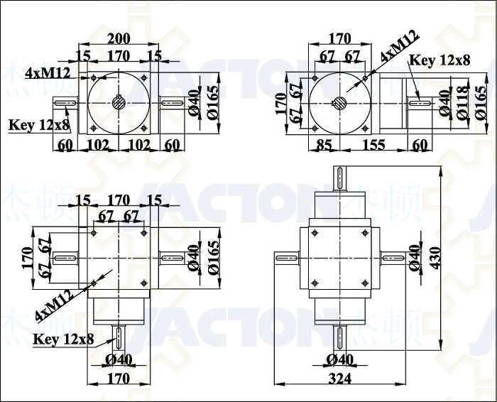 Quality Chinese Jtp170 Corrosion-Resistant 90 Degree Gearbox Drive, Compact Stainless Steel 90 Degree Right Angle Bevel Gearbox Manufacturer, Favorable Price