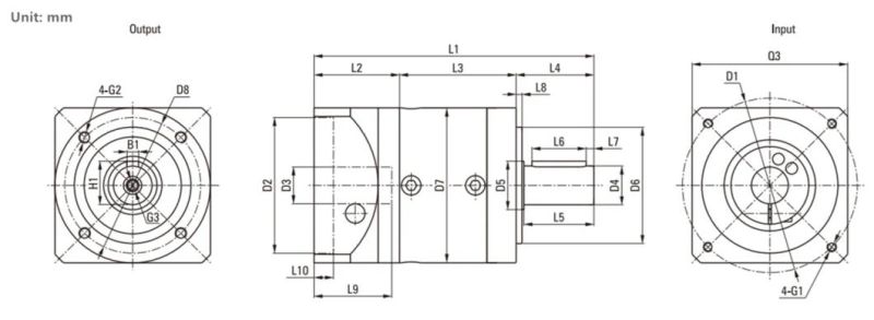 60mm Square Mounting Flange High Precision Planetary Gearbox for Stepper Motor