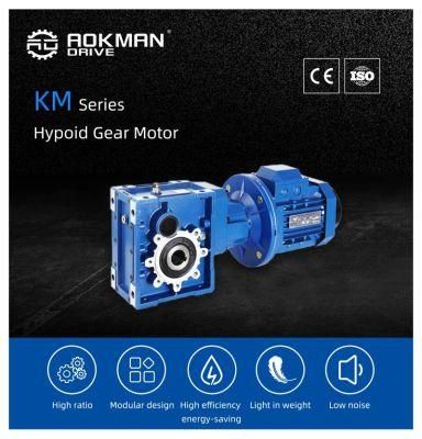 Aokman Km Series 90 Degree Hypoid Reduction Gearbox with Electric Motor