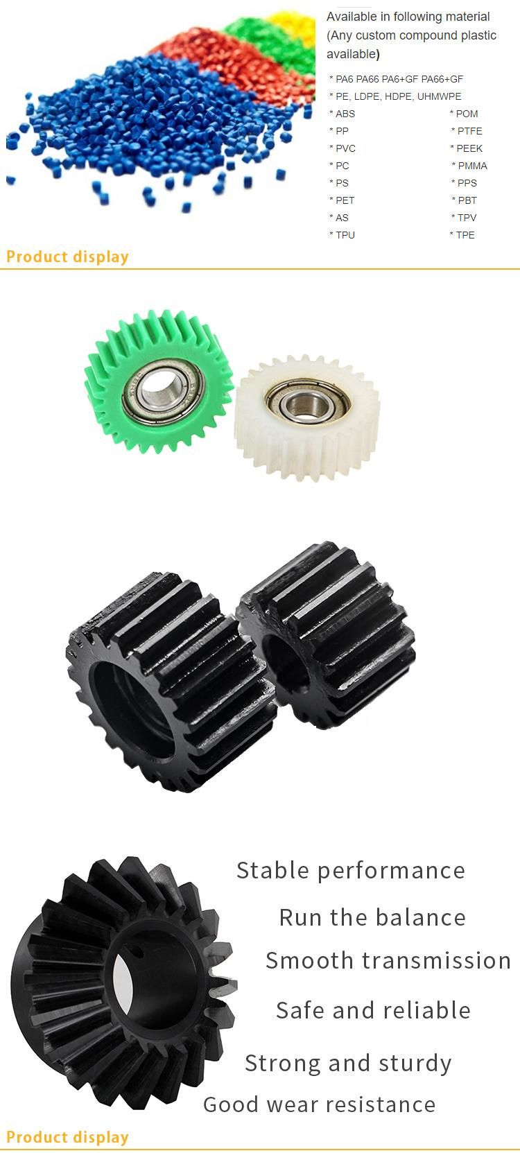 Self-Lubricating Custom Injection Mold Industrial Parts Nylon Spur Gear