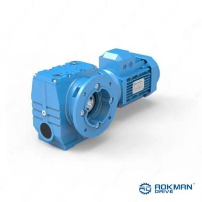 Aokman S Series Foot Mounted Helical Worm Gear Motor with Solid Shaft