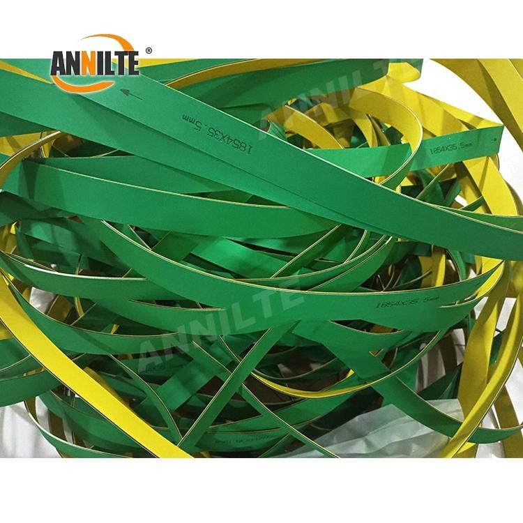 Annilte 1.8mm Thickness Green Yellow Polyamide Rubber Sandwich Conveyor Belt for Textile Machinery Transmission