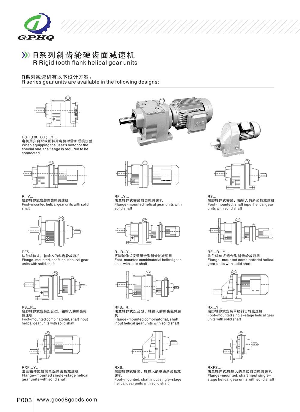 R /RF Rxf Helical Gearbox with Direclty Motor for Belt Elevator