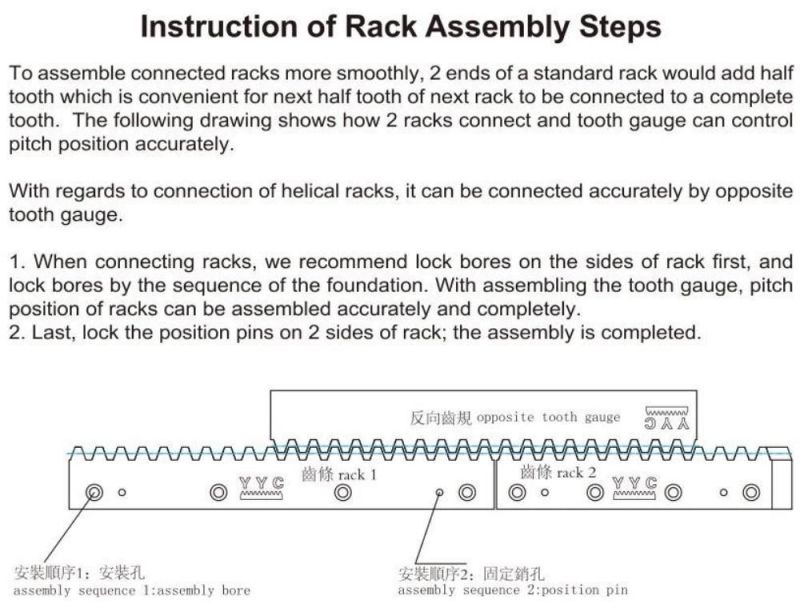 24*24*1000mm Rack and Pinion Helical Linear Motion Rack Gear