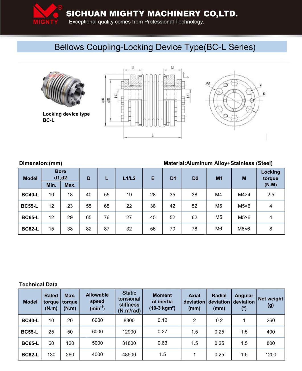 Metal Bellows Coupling Spring Coupling Setscrew or Clamping Type for Motor Connector