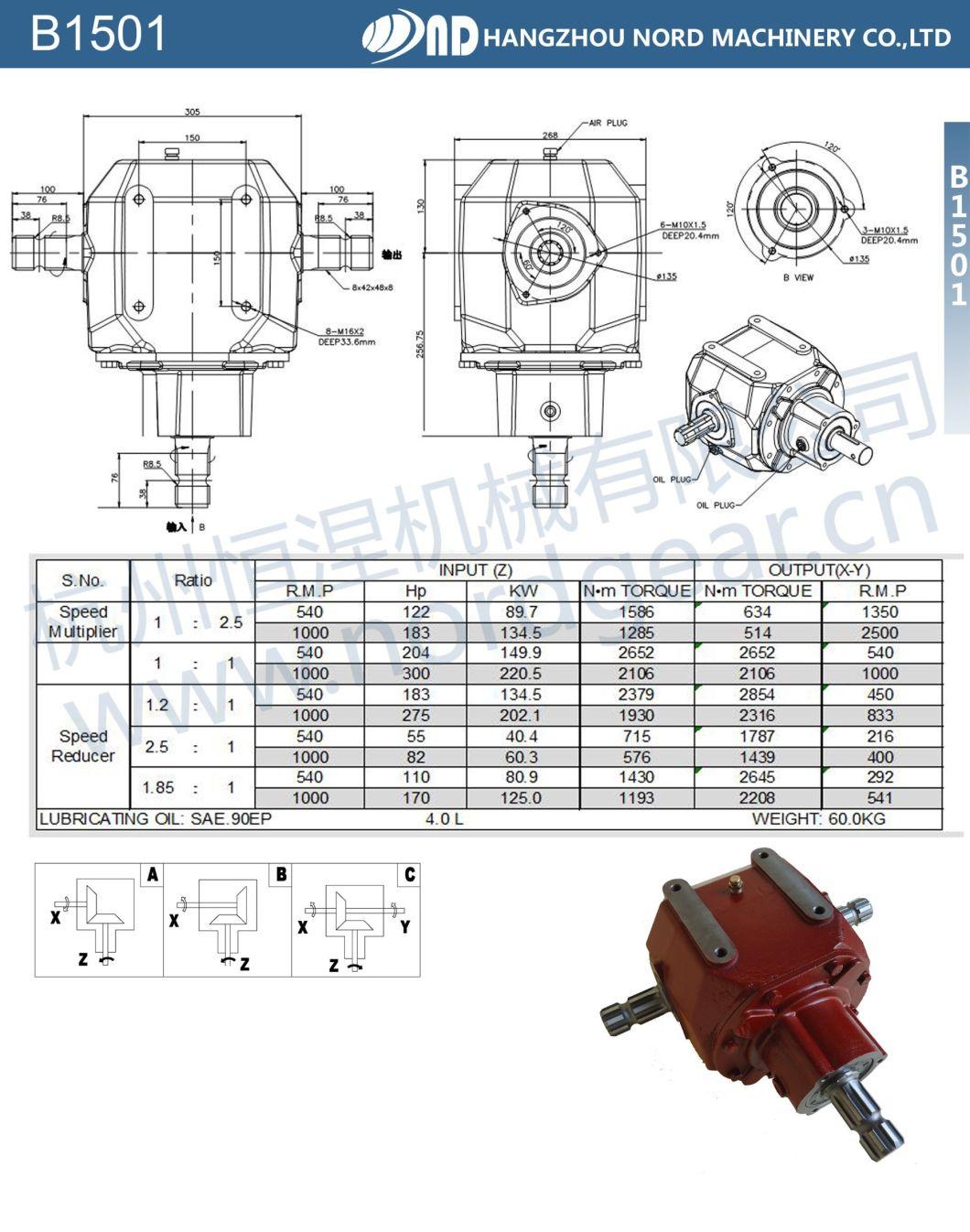 High Housepower Agricultural Gearbox for Agriculture Snow Removal Equipment Gear Box Pto