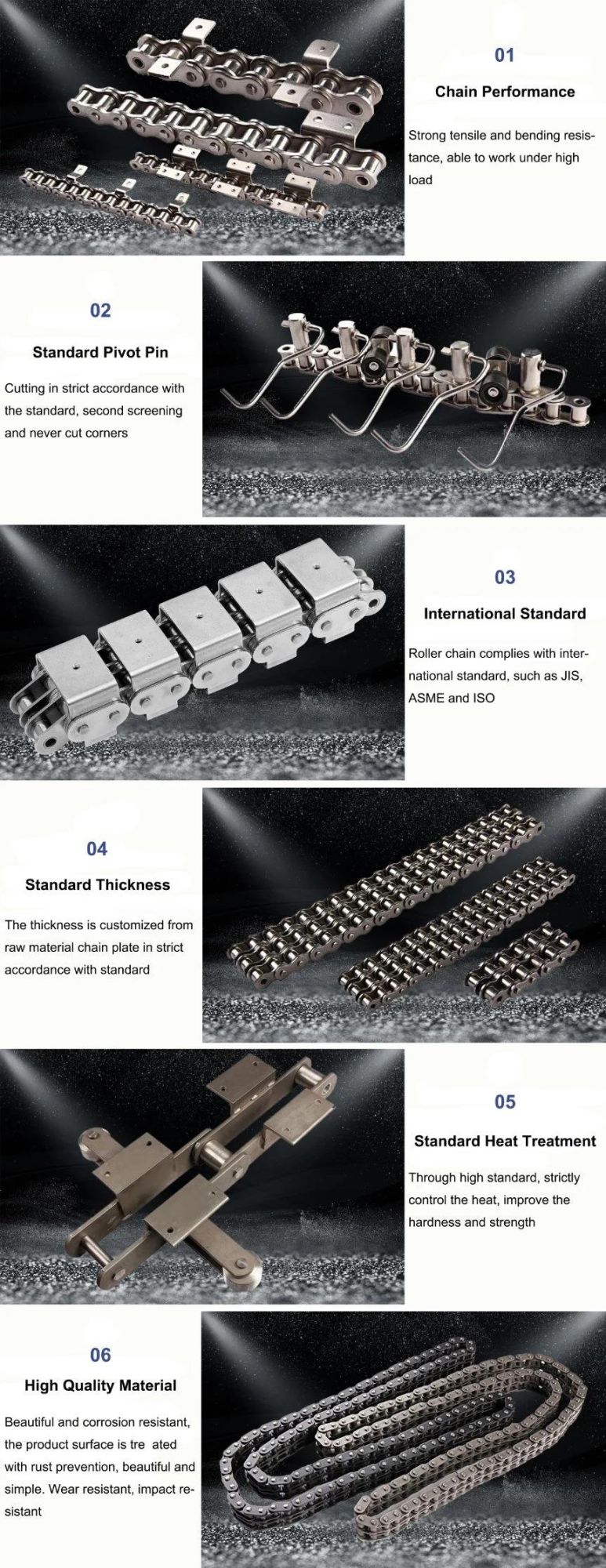 ISO DIN Standard Steel Single Hinge Chains Flat Top Conveyor Chain Manufacturer