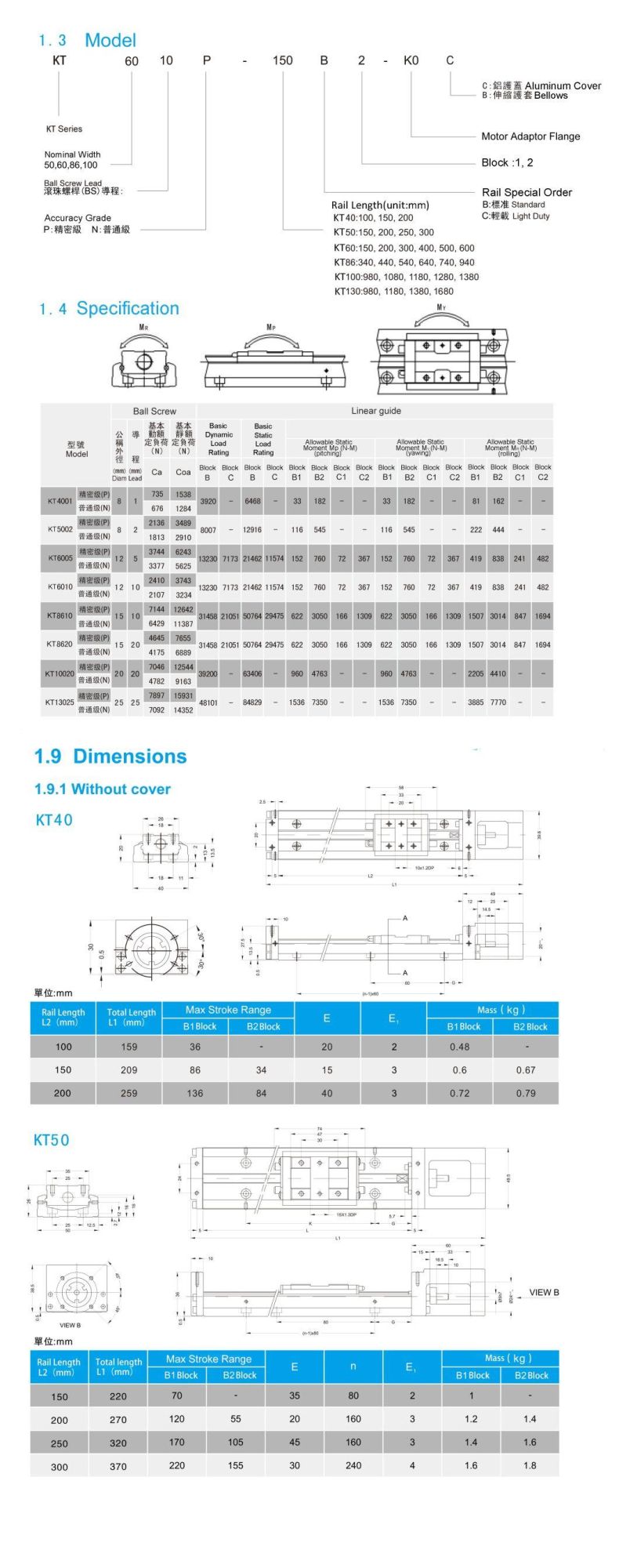 Linear Guide Module Kt86 Sigle Axis Robot Linear Actuators