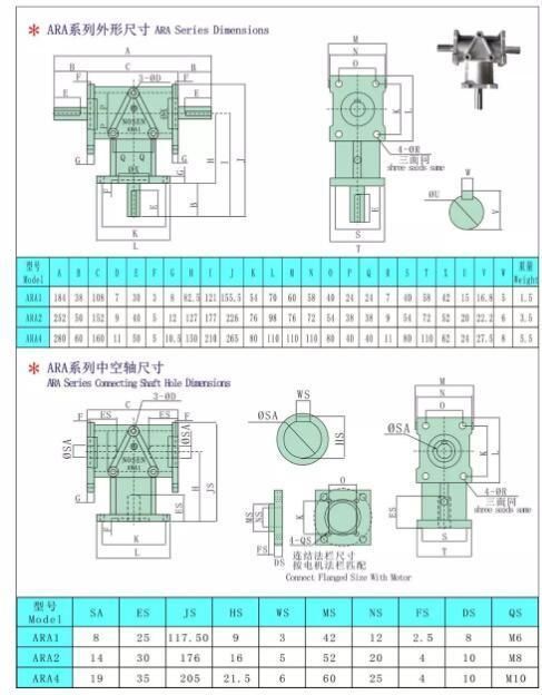 ARA Series Aluminium Helical Bevel Planetary Speed Reducer Transmission Gearboxes