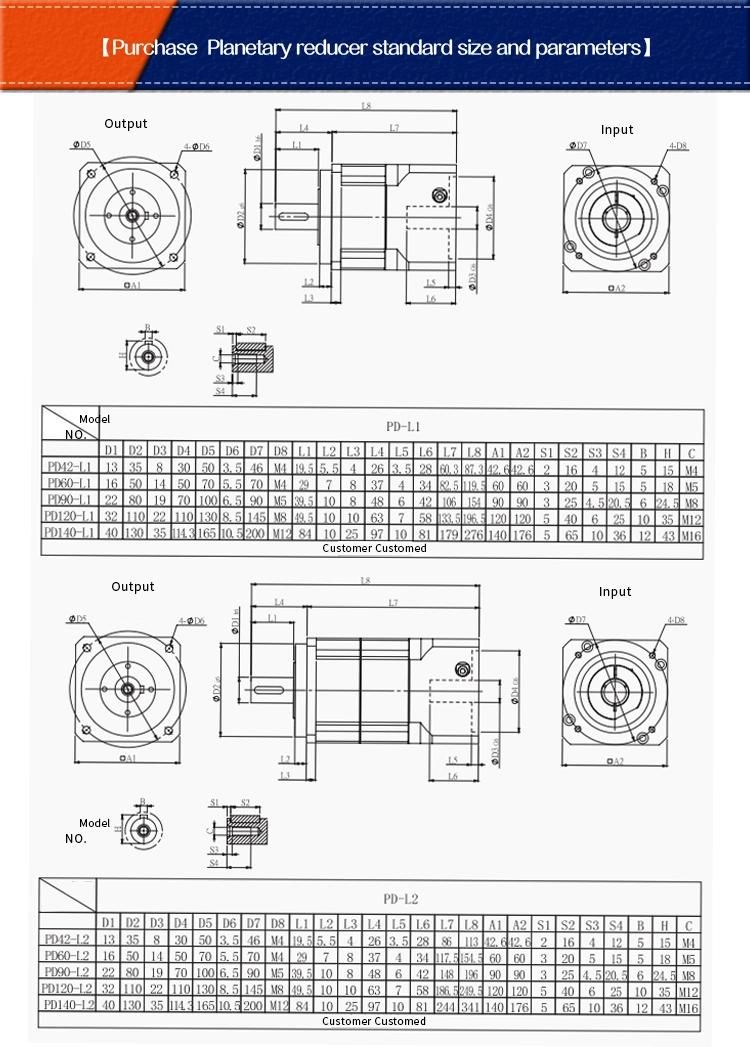 High Precision High Torque Ratio 100 Transmission Parts Planetary Gearbox for Servo Motor