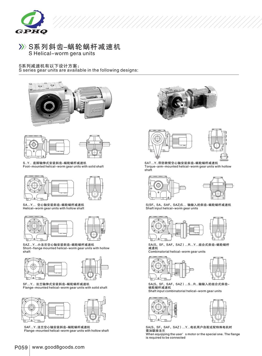 S Output Solid Shaft Gearboxes with AC Motor
