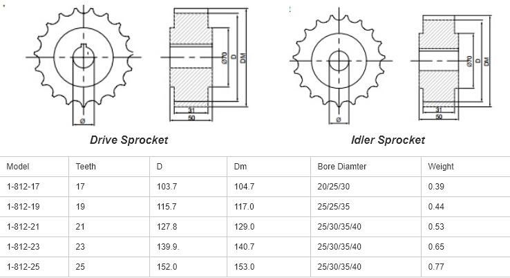 Ss812 Plastic Roller Chain Sprocket for Conveyor