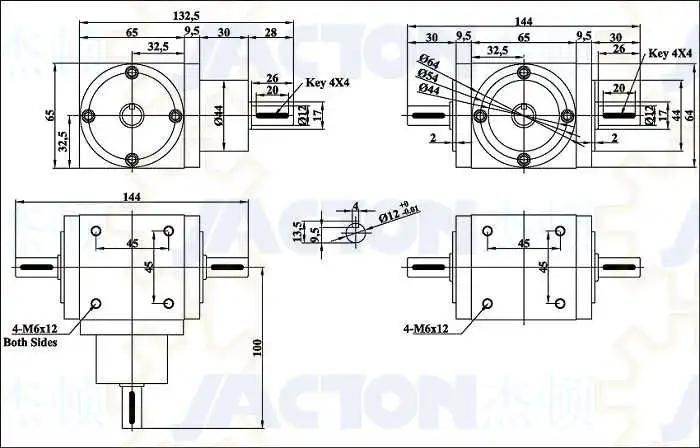 Miniature Right Angle Bevel Gearboxes 1: 1 Ratio Miniature Sized Right Angle Gear Drives Factory