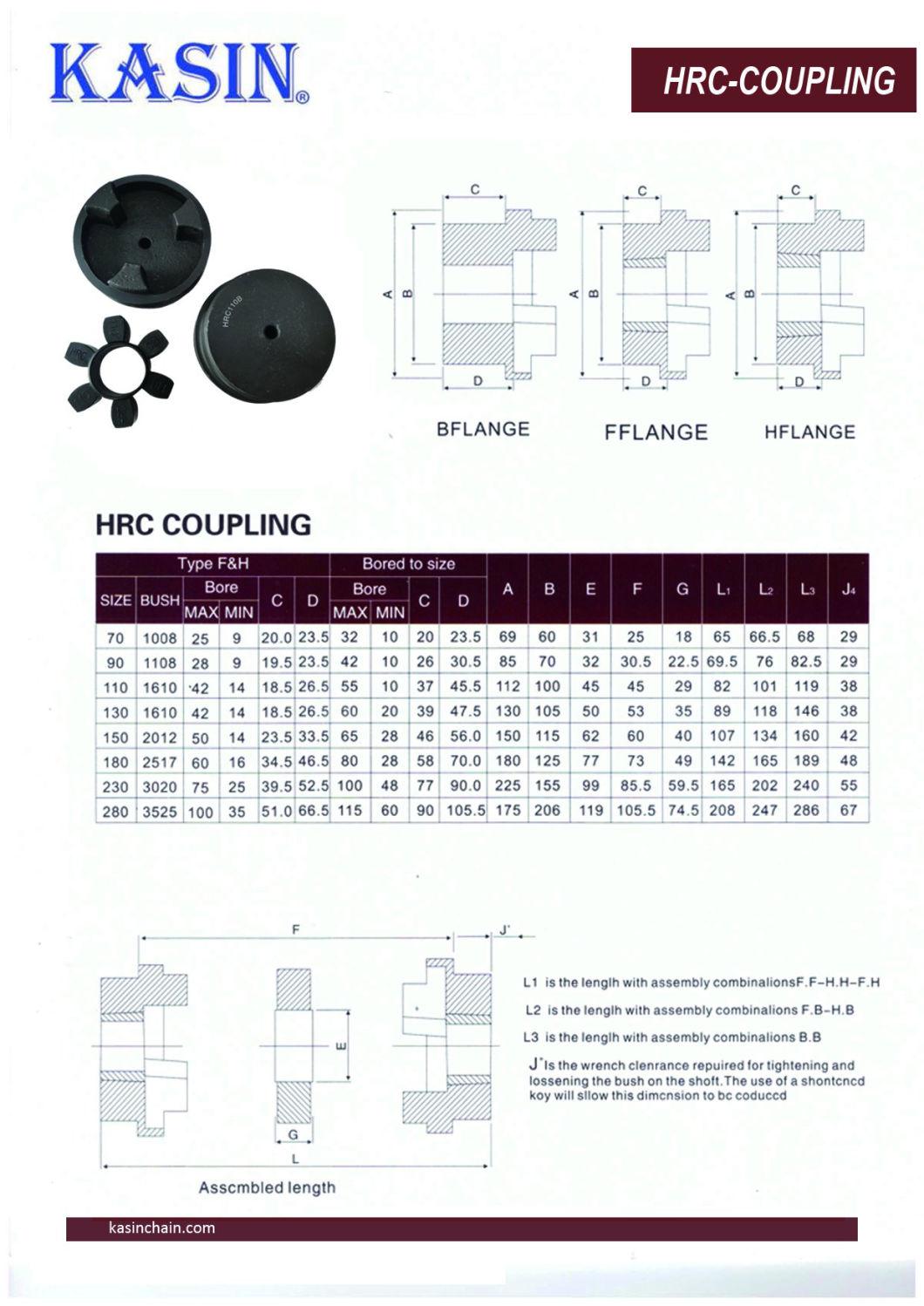 Kasin Cast Iron HRC Coupling (B/F/H) with Rubber for Oil Pump and Transmission Parts