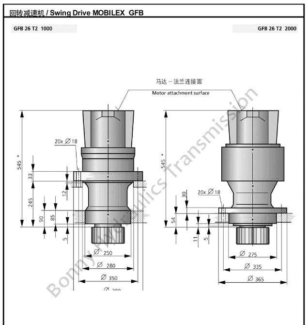 Swing Motor Slew Drive Gfb26 T2 1000