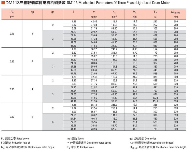 DM113 High Quality Drum Electric Motor Roller Drum Motor