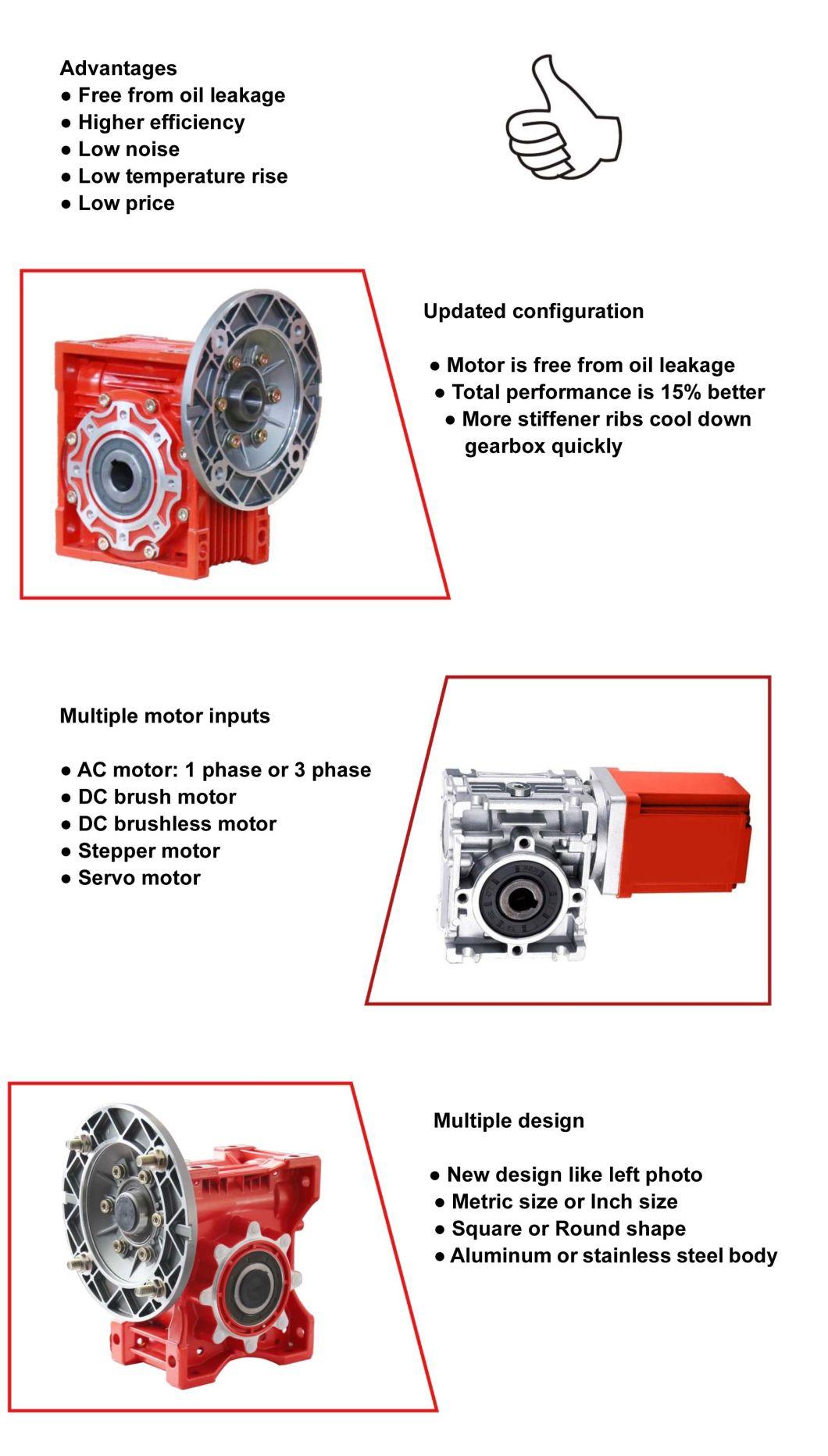RV Aluminum Material Worm Gearbox with Engine, Reductor with Output Shaft