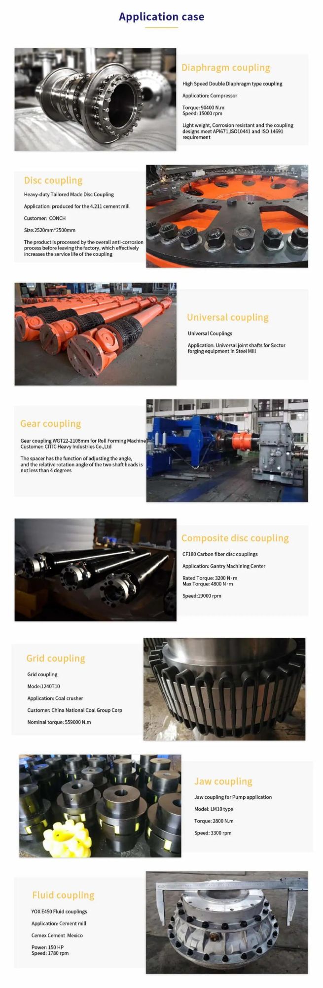 Densen Customized Drum Type Gear Coupling, Gear Motor Couplings, Drum Gear Coupling