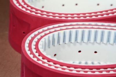 Red Rubber Timing Belt with Holes in Glass Industry