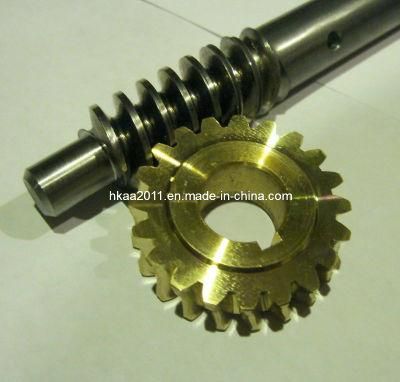 Custom Made Hardened Steel Helical Worm and Bronze Gear