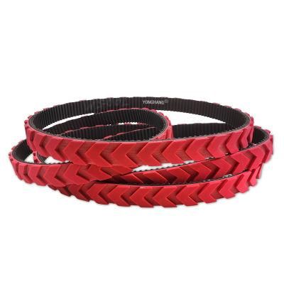 Special Customized Seamless Grooving Red Rubber Coated Timing Belt