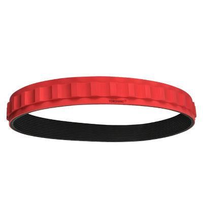 Red Multi-Groove Belt with Pattern for Tractor, Extruder